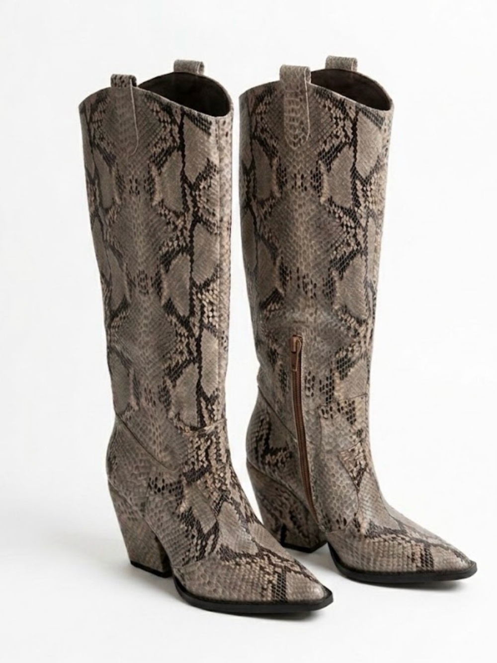 Alias Mae Westerly Knee High Boots Python Snake Leather Size EU 38 US 7.5-8 NWOB - Picture 1 of 15